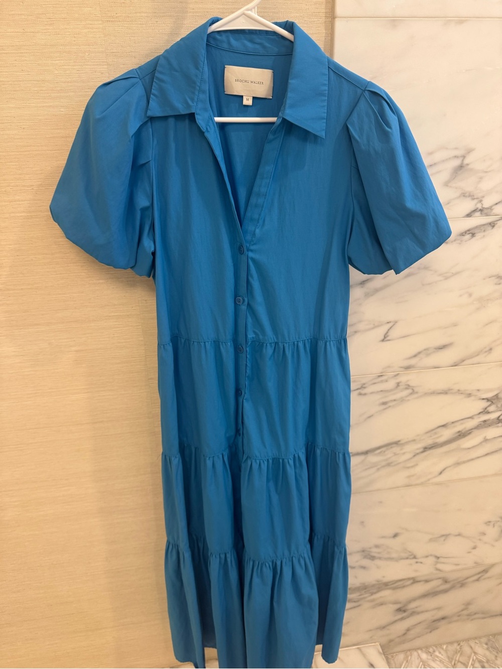 Brochu Walker Blue Button-Front Midi Dress